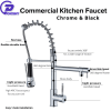 Kitchen Faucet Swivel Single Handle Sink Pull down Sprayer Mixer Tap - Silver