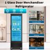 ORIKOOL Glass Door Merchandiser Refrigerator 19 Cu.ft Swing Door Commercial Display Refrigerators Merchandising Refrigeration with LED Top Panel - as