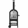 Portable Outdoor Pizza Oven with Pizza Stone and Waterproof Cover - black