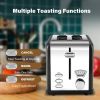 Retro Stainless-Steel Style 2-Slice Toaster  - Black & Silver